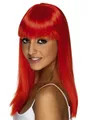 Produktbild: Straight Cut Perücke mit Pony neon-rot - Gerade geschnittenes Kunsthaar in