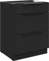 Produktbild: Küchen Unterschrank 60 cm SIENA Schwarz Vollauszug Soft-Close Küche Küchenzeile