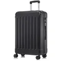 Produktbild: Koffer Trolley Reisekoffer Suitcase, Rollkoffer Handgepäck ,mit 4 Rollen360°, Hartschalenreisekoffer, Zahlenschloss, Weicher Gummigriff(M,Schwarz) - Schwarz