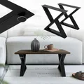 Produktbild: ML-Design 2 Stück Tischbeine 43xH40cm, Tischkufen X-Form, aus Stahl pulverbeschichtet, Schwarz, Industriell, Kufengestell Tischgestell Metall Möbelfüße für DIY-Projekte Bankkufen Bankgestell Bankbeine
