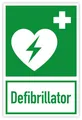 Produktbild: Aufkleber Hinweis Kombi Rettungszeichen „Defibrillator“ Sticker Piktogramm Symbol nach ISO 7010 (E010) | 10 x 15 cm Made in Germany