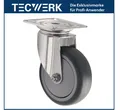 Produktbild: TECWERK Gummi Lenkrolle Ø 75 mm B 25 mm bis 75 kg mit Anschraubplatte 60 x 60 mm