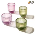 Produktbild: 4er Set Teelichter Grün Lila Glas Kerzen Tee Licht Halter Gläser mit Stil