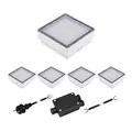 Produktbild: ledscom.de 5er-Set LED Pflasterstein CUS, IP67, 230V, 15x15x4cm, warmweiß