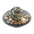 Produktbild: pajoma® Zimmerbrunnen Surprise mit Naturkiesel H 20,5 cm – Zen-Design mit Spirale & Wasserlauf | Innenbrunnen mit Pumpe – Stilvolle Luftbefeuchtung & Dekoration