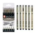 Produktbild: SAKURA Pigma Micron Fineliner-Stifte 6er-Set, wasserfeste, permanente schwarze Tinte, verschiedene Größen | Stifte zum Schreiben, Zeichnen und Tagebuch führen