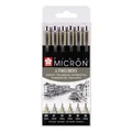 Produktbild: 6er SAKURA Fineliner Set schwarz PIGMA MICRON Etui Pigment Faserstift skizzieren