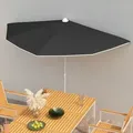 Produktbild: Halb-Sonnenschirm mit Mast 180x90 cm Schwarz Vidaxl