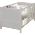 Produktbild: roba Babybett EASY SLEEP 70 x 140 cm inkl. Umbauecken - Mitwachsendes Gitterbett 3-fach höhenverstellbar - 3 Schlupfsprossen - Holz natur / grau - Grau/Hellgrau/Naturbelassen