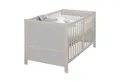Produktbild: roba® Babybett EASY SLEEP 70 x 140 cm - umbaubar zum Juniorbett - Gitterbett Baby, 3 Schlupfsprossen, 3-fach höhenverstellbar - aus Holz - Natur & Grau