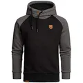 Produktbild: Amaci&Sons Herren Basic Kapuzenpullover Sweatjacke Pullover Hoodie Sweatshirt 4053 Schwarz/Anthrazit XL