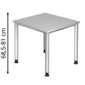 Produktbild: Hammerbacher Schreibtisch H-Serie, grau / silber, höhenverstellbar, 80 x 68,5-81 x 80cm