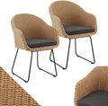 Produktbild: Juskys Rattan Korbsessel Cody 4er Set mit Kissen - Indoor & Outdoor Korbstühle Natur