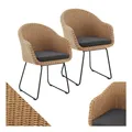 Produktbild: Juskys Rattan Korbsessel Cody 4er Set mit Kissen - Indoor & Outdoor Rattanstühle - Korbstühle Natur