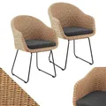 Produktbild: Juskys Rattan Korbsessel Cody 4er Set mit Kissen - Indoor & Outdoor Rattanstühle - Korbstuhl bis 100 kg belastbar - Korbstühle modern - Stühle Natur