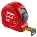 Produktbild: SOLA COMPACT - Bandmaß 8m / 25mm - Taschenbandmaß mit Gürtelclip - Stahlband, gelb lackiert mit mm Skala - Genauigkeitsklasse II - Rollmeter mit beweglichem Endhaken - Metermaß Länge - 3m, 5m, 8m