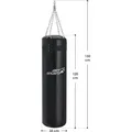 Produktbild: ArtSport Boxsack Set 30 kg gefüllt, Box Set mit 4-Punkt-Stahlkette & Karabinerhaken für Erwachsene, Boxsack 110 cm für Boxen und Kickboxen - Schwarz