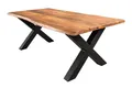 Produktbild: Couchtisch Baumkante 120 x 60 x 45 cm aus Akazienholz Metall X-Beine Sofa Tisch