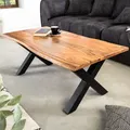 Produktbild: Massivholz Couchtisch MAMMUT 120cm natur schwarz Wohnzimmertisch Handarbeit