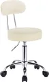 Produktbild: WOLTU 1 Stück Arbeitshocker Drehhocker Rollhocker Drehstuhl Bürostuhl mit Lehne höhenverstellbar Creme