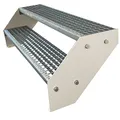 Produktbild: Kaminbau Mierzwa Premium Stahl Treppe Verzinkt & Weiß Pulverbeschichtet 2 Stufen (Breite 120 cm) (Höhe 38 cm) Wetterfest Gitterroststufe Gartentreppe