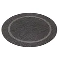 Produktbild: Teppium Outdoor Teppich Wetterfest 200 cm Rund Schwarz Sisal Optik - Küchenteppich Waschbar rutschfest, Wasserfest, Bordüre, Pflegeleicht - Ideal für Balkon, Terassen, Garten, Camping oder Küche