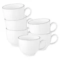 Produktbild: Seltmann Weiden Lido Black Line Kaffeetassen 6er Set, 220 ml, Tassen mit schwarzem Rand, Porzellan, Weiß