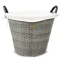 Produktbild: HABAU Feuerholzkorb mit waschbarem Stoffeinsatz, Holzkorb aus extrem robustem Polyethylen mit Metallrahmen - Korb mit 48 cm Durchmesser (Grau, Mittel)