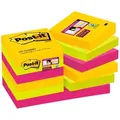 Produktbild: 3M Post-it Super Sticky Notes 62212SR, 12 Blöcke à 90 Blatt, Rio de Janeiro Collection: ultragelb, -pink, neongrün, 48 mmx 48 mm, PEFC zertifiziert