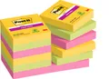 Produktbild: Post-it Super Sticky Notes Carnival Collection, Vorteilspackung mit 12 Blöcken, 90 Blatt pro Block, 47,6 mm x 47,6 mm, Gelb, Blau. Grün, Pink. Orange - Extra-stark klebende Notizzettel