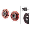 Produktbild: HELLA 3AG 003 399-801 Horn - B133 - 12V - Frequenzbereich: 300/500Hz - Starkton - Gehäusefarbe: rot/