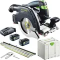 Produktbild: Festool Handkreissäge HKC 55 5,0 EBI-Set-FSK 420, 18V / 5Ah, bis 55mm, 2 Akkus, Kappschiene und Koffer