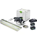 Produktbild: Festool Akku-Handkreissäge HKC 55 5,0 EBI-Set-FSK 420 (mit Akkupacks, Schnellladegerät, Kreissägeblatt, Innensechskantschlüssel, Kappschiene), im Systainer