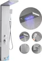 Produktbild: VEVOR Duschpaneel-Turmsystem (5 Modi) mit Regenwasserfall-Duschkopf & LED, (1345 mm) Duschsäule aus gebürstetem Edelstahl, Regenmassagesystem zur Wandmontage, mit Handbrause & Wannenauslauf