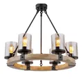 Produktbild: GLOBO LIGHTING Kronleuchter, Leuchtmittel nicht inklusive, Kronleuchter Pendellampe Esszimmerleuchte 6-flammig Metall Holz
