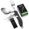 Produktbild: Campingbesteck Set, Klappbesteck, Edelstahl, Outdoor, Gürteltasche, Messer Ga...