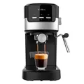 Produktbild: Cecotec Espressomaschine Compacta Power Espresso 20 Pecan, 1100 W, 20 bar, Thermoblock-System, schwenkbarer Dampfgarm, Filterarm mit Doppelausgang und 2 Filter, 1,25 Liter