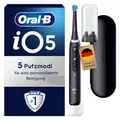Produktbild: Oral-B iO Series 5 Elektrische Zahnbürste — Electric Toothbrush, Inkl. 1 Aufsteckbürste, Reise-Etui — 5 Putzmodi für Zahnpflege, Zahnbürste Elektrisch, Designed by Braun, Schwarz