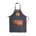 Produktbild: DRAKENSBERG 'Bob' Denim Leder Grillschürze für Männer, Herren Kochschürze, BBQ, hochwertig handgemacht, Jeans-Blau, Braun, DR00283