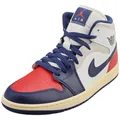 Produktbild: Nike AIR JORDAN 1 MID Herren Fashion Sneaker Weiß Blau Rot - 42.5 EU