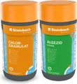 Produktbild: Steinbach | Poolpflege Starter-Set | Chlorgranulat 1 kg + Algezid flüssig 1 l | Perfektes Set zur Reinigung und Wartung | Poolwasser kristallklar | Ideal zur Erstdosierung und Schockbehandlung