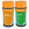 Produktbild: Steinbach | Poolpflege Starter-Set | Chlorgranulat 1 kg + Algezid flüssig 1 l | Perfektes Set zur Reinigung und Wartung | Poolwasser kristallklar | Ideal zur Erstdosierung und Schockbehandlung