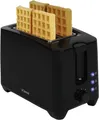 Produktbild: Toaster 2 Scheiben schwarz Auftaufunktion Brötchenaufsatz Krümelschublade