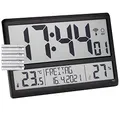 Produktbild: TFA Dostmann XL Wanduhr digital, 60.4520, mit Temperatur und Luftfeuchtigkeit, Wochentag (8 Sprachen), Funkuhr, gut ablesbar, groß, (L) 360 x (B) 235 x (H) 28 (84) mm (schwarz mit Batterien)