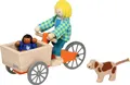 Produktbild: goki Lastenfahrrad mit 2 Biegepuppen und Hund: Lastenrad: 16 x 6,8 x 7,5 cm, Holz, Textil, 4 Teile, per Set, Braun