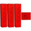 Produktbild: Schwarzkopf Igora Royal 3 x 60 ml 6-5 dunkelblond gold Haarfarbe Cremefarbe Set
