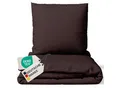 Produktbild: NYVI Bettwäsche Set DreamScience Renforcé Uni - Atmungsaktiv & Weich - 100% Baumwolle - Mit Reißverschluss Größe:155x220 + 80x80 cm;Farbe:braun