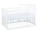 Produktbild: babybay Boxspring Beistellbett aus massivem Buchenholz/kompakt & verwandelbar/Kinderbett Höhe stufenlos verstellbar & umweltfreundlich/mitwachsendes Babybett (weiß lackiert) / Kinderbettset