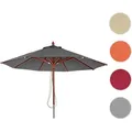Produktbild: Gastronomie Holz-Sonnenschirm HWC-C57, Gartenschirm, Polyester/Holz 16kg, rund Ø4m Seilzug stoßsicher ~ anthrazit
