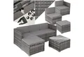 Produktbild: tectake Loungeset rattan sitzgruppe lignano mit uv-beständigem geflecht, (garden lounge set Lignano, 5-tlg., in Grad), abnehmbare, waschbare bezüge und sicherheitsglas-tisch